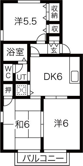 【加古川市加古川町河原のアパートの間取り】