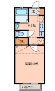 仙台市宮城野区二の森のアパートの間取り