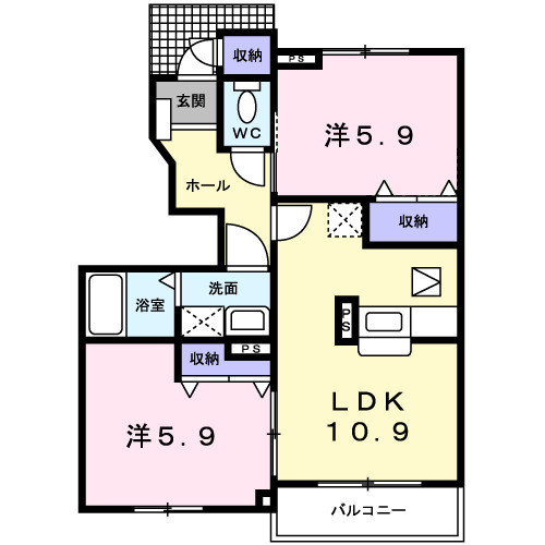 さいたま市岩槻区西原のアパートの間取り