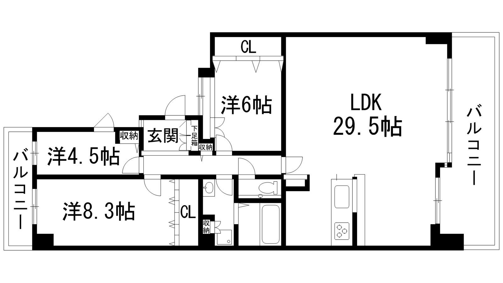 宝塚市すみれガ丘のマンションの間取り