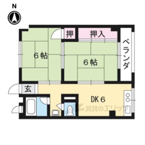 宇治市五ケ庄のマンションの間取り