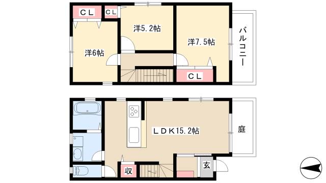 【中川区二女子町戸建賃貸の間取り】