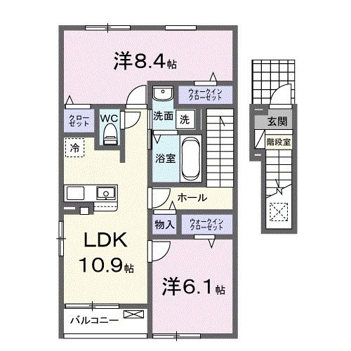 亘理郡亘理町逢隈田沢のアパートの間取り