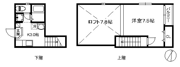 福岡市西区大字周船寺のアパートの間取り