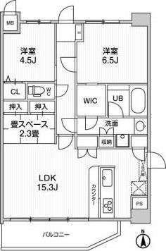 西宮市大屋町のマンションの間取り