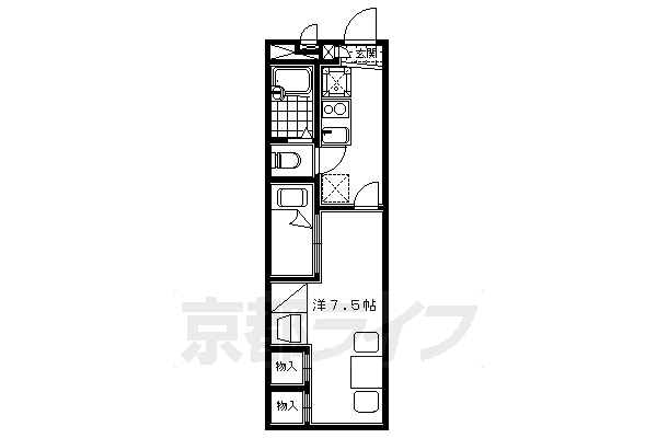 京都市伏見区横大路鍬ノ本のアパートの間取り