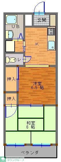 鶴ヶ島市大字鶴ヶ丘のアパートの間取り