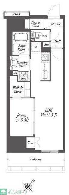 横浜市中区伊勢佐木町のマンションの間取り