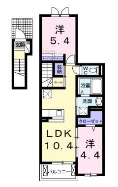 八尾市南本町のアパートの間取り