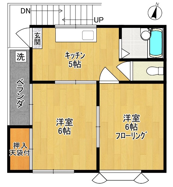 川崎市多摩区枡形のアパートの間取り