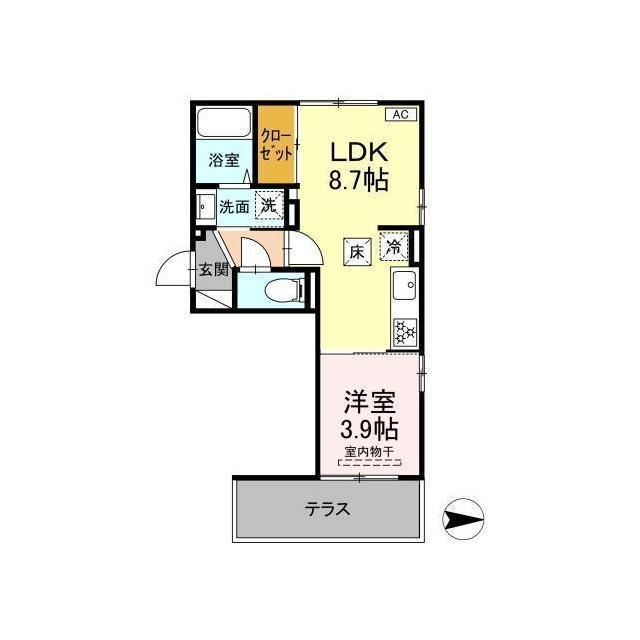 Ｄ－ｒｏｏｍ　（仮）中央市中楯の間取り