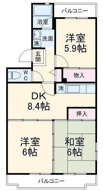 鎌倉市岩瀬のマンションの間取り