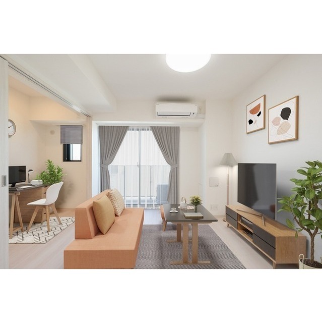 居室・リビング　【家具・調度品等はＣＧ加工です。実際の賃