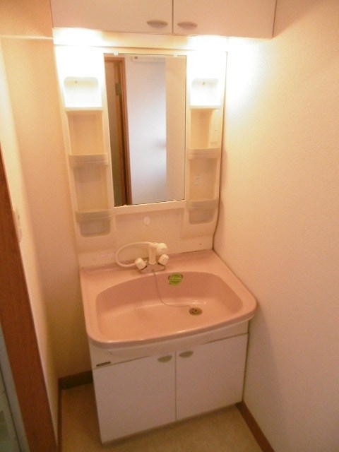 洗面設備　シャワー付き洗面台　※写真は101号室のお部屋です。