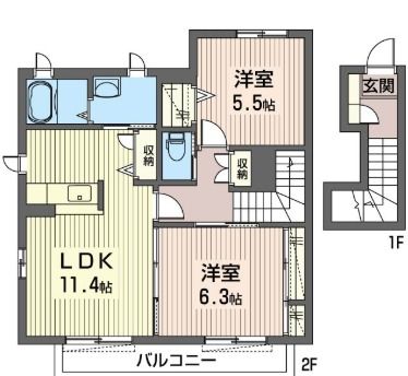 東武佐野線 吉水駅 徒歩27分 2階建 築19年の間取り写真