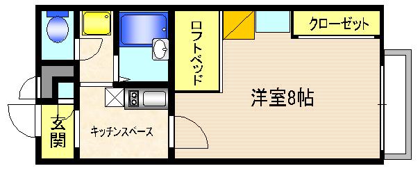 津山市沼のアパートの間取り