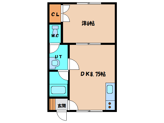 函館市富岡町のアパートの間取り