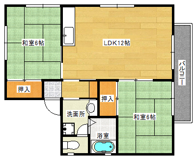 広島市西区井口台のアパートの間取り