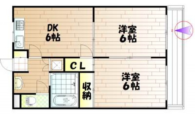 岡山市北区下中野のマンションの間取り