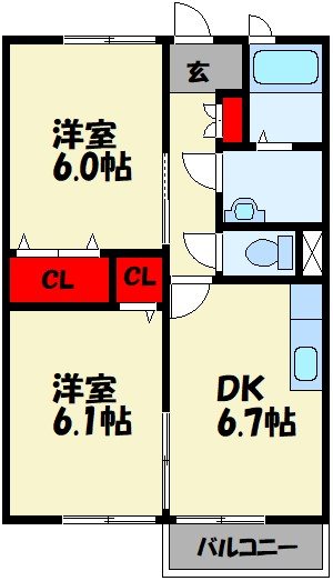 飯塚市花瀬のアパートの間取り