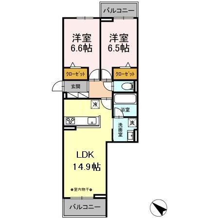 静岡市駿河区中田本町のアパートの間取り