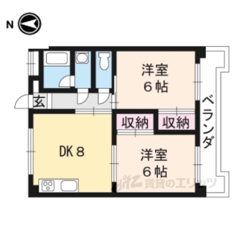 長岡京市久貝のマンションの間取り