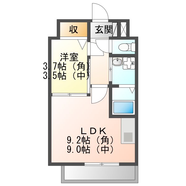 東広島市西条中央のマンションの間取り