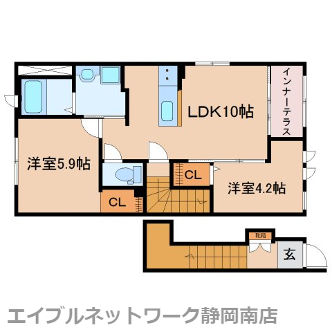 焼津市五ケ堀之内のマンションの間取り