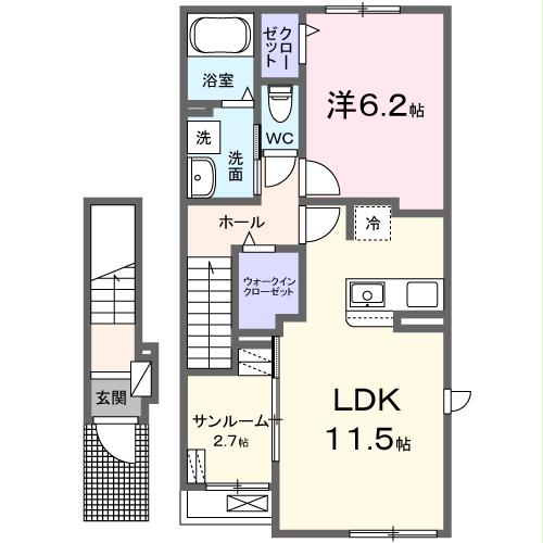 蒲郡市豊岡町のアパートの間取り