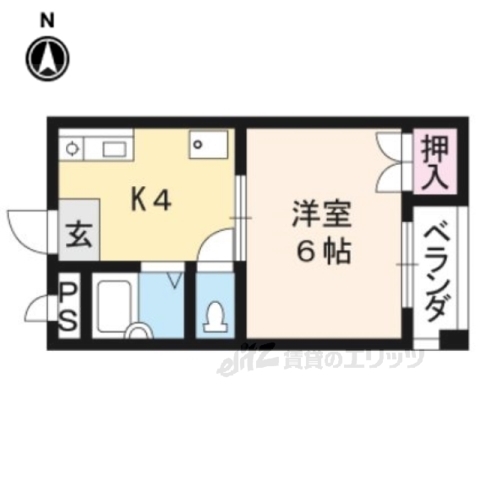 京都市上京区五番町のマンションの間取り