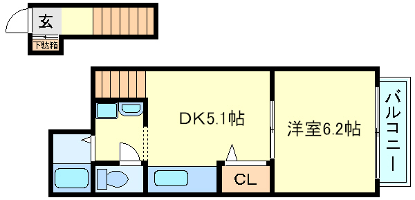 明石市二見町西二見駅前のアパートの間取り