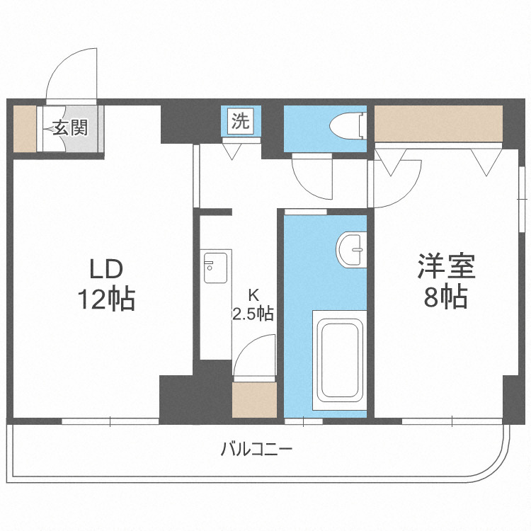 札幌市中央区南六条西のマンションの間取り