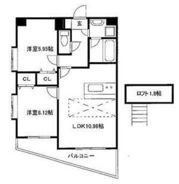 福岡市中央区今泉のマンションの間取り