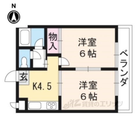 京都市右京区梅津中倉町のマンションの間取り