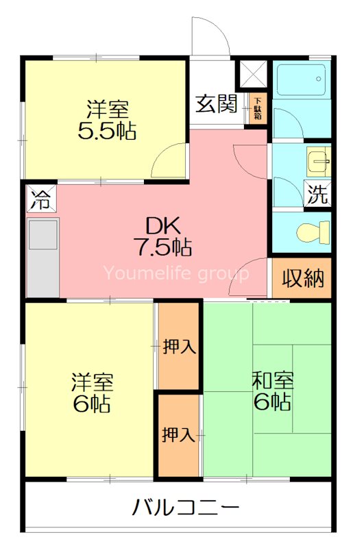 小田原市久野のマンションの間取り