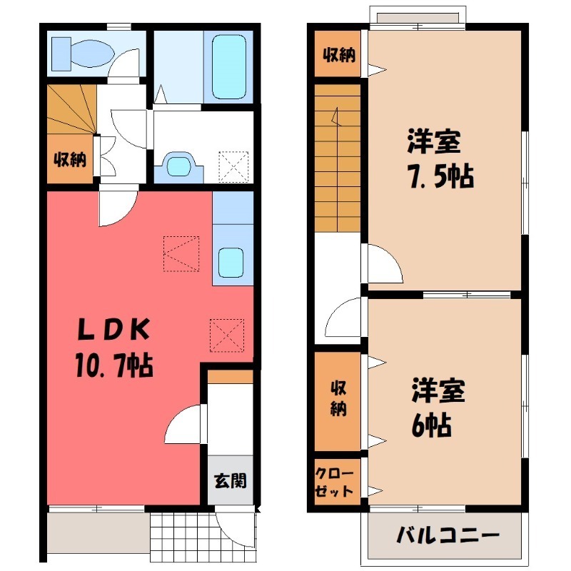 筑西市田宿のアパートの間取り