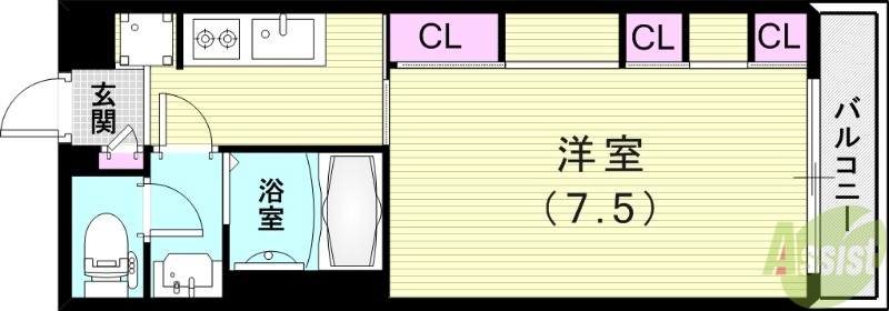 尼崎市南七松町のマンションの間取り