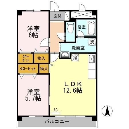 倉敷市笹沖のマンションの間取り