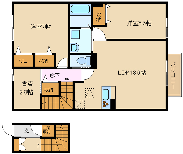 加古川市尾上町長田のアパートの間取り