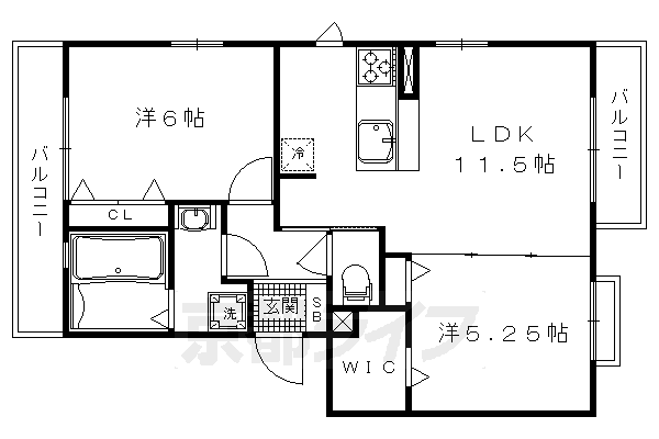 京都市北区紫野西蓮台野町のマンションの間取り