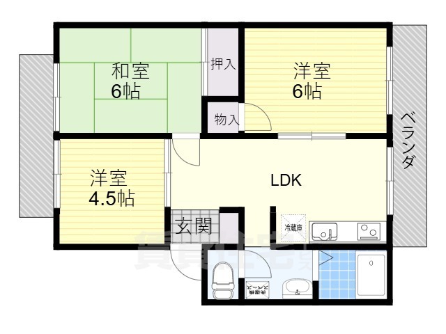 茨木市小柳町のアパートの間取り