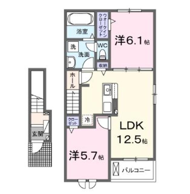 高座郡寒川町宮山のアパートの間取り