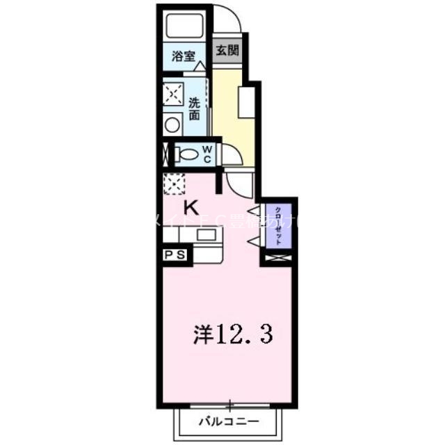 豊川市小田渕町のアパートの間取り