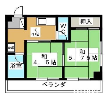 立川市富士見町のマンションの間取り