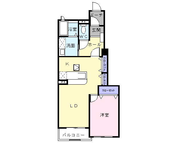 山陽小野田市大字千崎のアパートの間取り