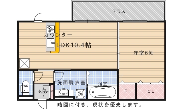 京都市右京区太秦奥殿町のアパートの間取り