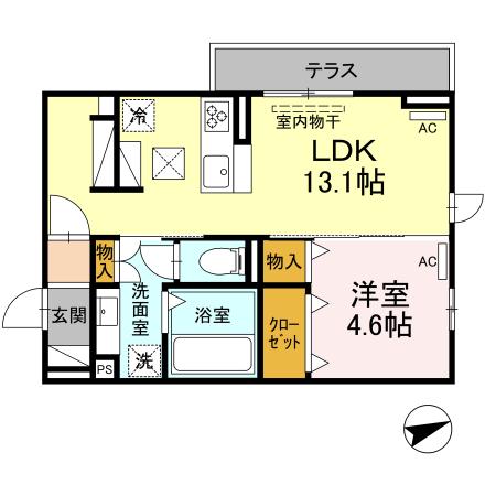 豊橋市中岩田のアパートの間取り