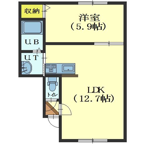 北斗市追分のアパートの間取り