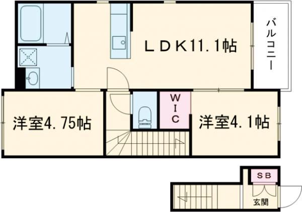 兵庫県姫路市網干区高田（アパート）の賃貸物件の間取り