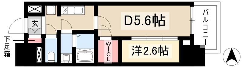 エステムコート名古屋新栄VI アートテラスの間取り